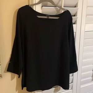 Talbots Black 3/4 Sleeve Black Blouse Size XL